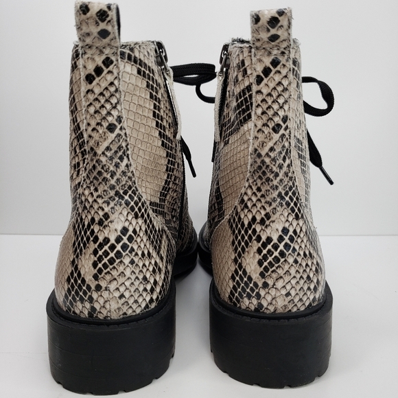 Linea Paolo Trinity Soft Leather Snake Embossed Lace/zip Combat Boots Sz 8M - Picture 4 of 10